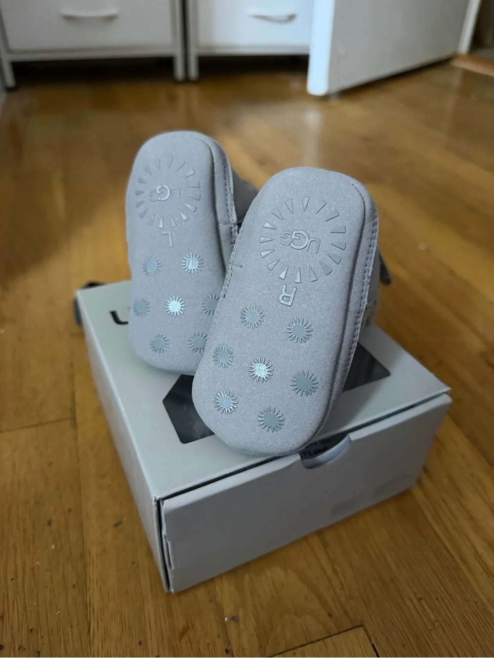 UGG Grey Knit Baby Booties - Cozy Ribbed Slip-Ons